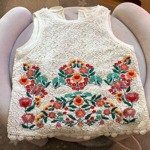 Maeve Embroidered Lace Tank Top
